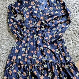 SHEIN Navy Floral Blouse